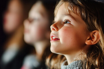 Fototapeta premium Children Singing in Church Choir with Focused Expressions, Generative AI