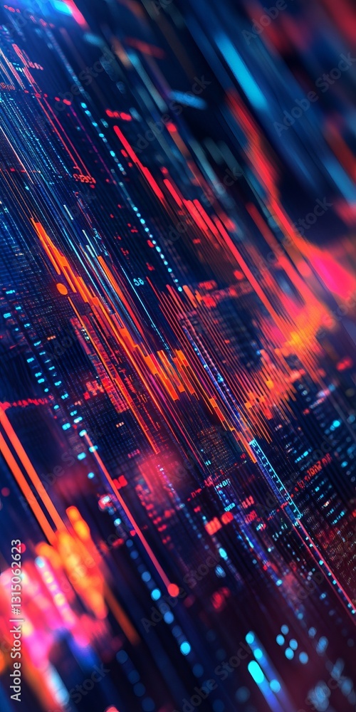Poster abstract tech line art showcasing digital data flow and vibrant connectivity