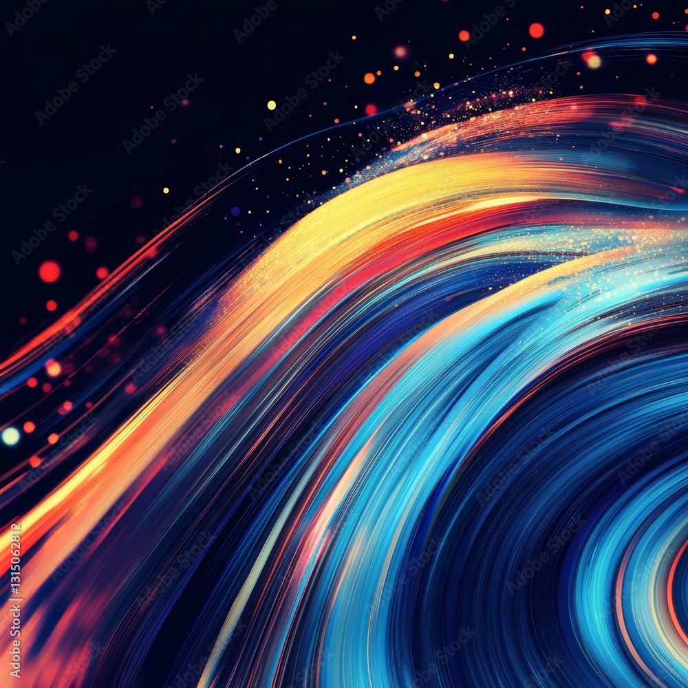 Poster vibrant colorful abstract waves with fluid motion and dynamic flow