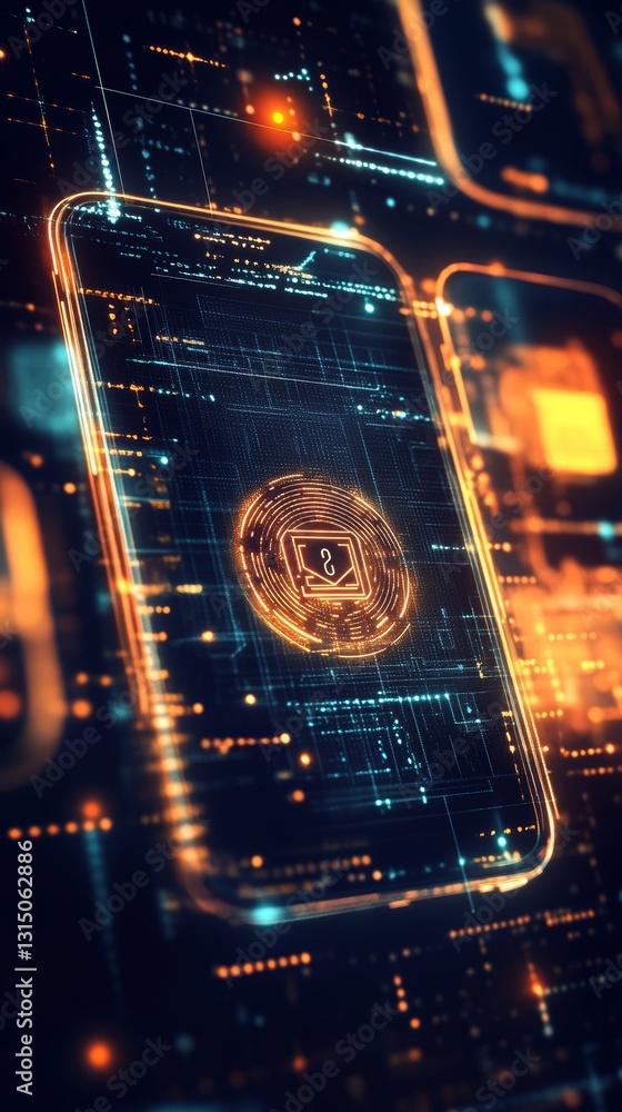 Aufkleber a cell phone with a lock symbol on it. the image is a close up of the phone with a blue background