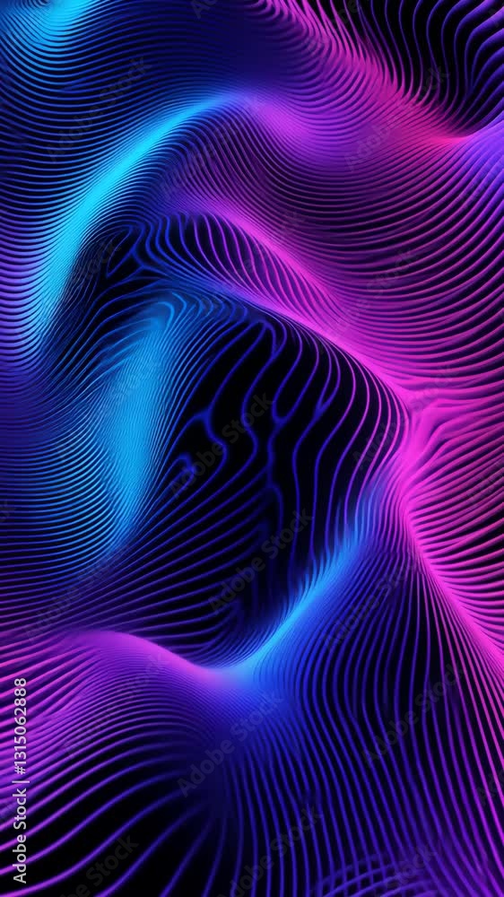 Poster colorful abstract wave patterns create a mesmerizing visual effect in vibrant shades of blue and pur