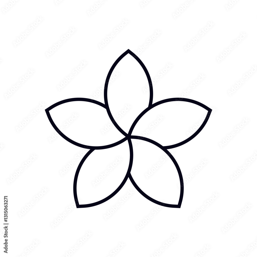 Aufkleber abstract symmetrical symbol with interconnected geometric petal shapes in simple design.