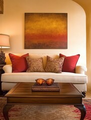 A living room with elegant furniture and a painting