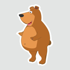 Cartoon Bear Vector Illustration Sticker. Cute cartoon bear sticker with a friendly smile. Fun animal-themed vector illustration for kids, scrapbooks, and decor