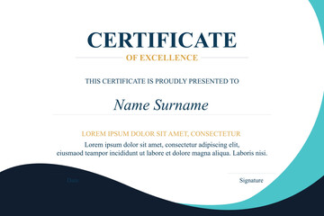 Teal-blue modern certificate design, award, document