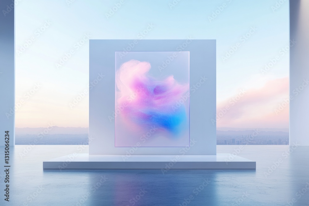 Aufkleber futuristic digital art creation displayed in virtual gallery highlighting vibrant colors and intrica