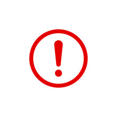 red circle warning mark icon. warning signs vector illustration. red circle isolated exclamation mark sign on white background