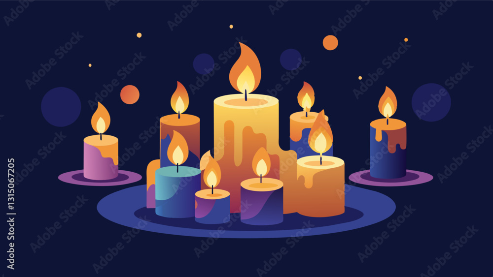 Poster the soft glow of candles illuminates the support group creating a soothing atmosphere for the member