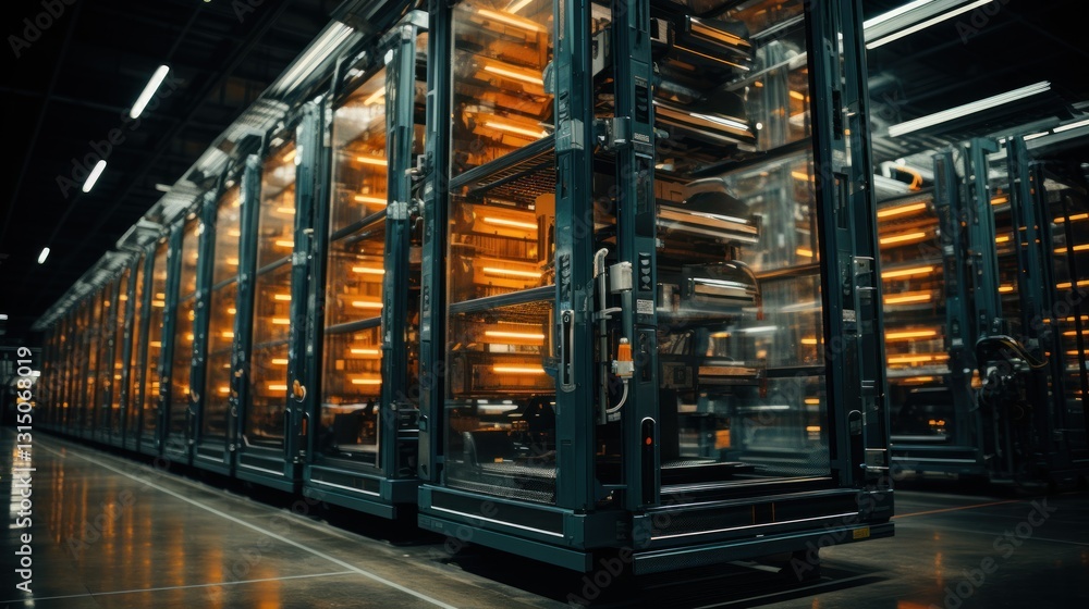 Aufkleber illuminated server racks in a modern data center