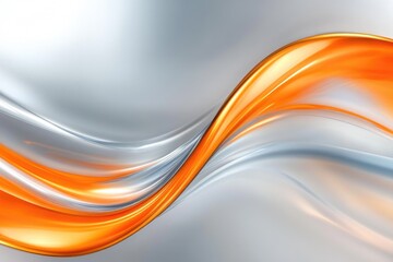 Obraz premium Dynamic Orange Swoosh Across Silver Horizon - A Fusion of Gradient Motion and Light