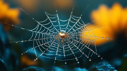 Close-up view of fresh dewdrops, sparkling in the morning light, with a soft blurred background 