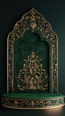 Elegant Green And Gold Ornate Display Stand