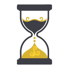 Hourglass Vector Icon Illustration on White Background, Time Management Symbol with Flowing Sand