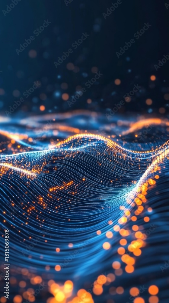 Poster this image showcases abstract waves of light in vibrant colors, creating a mesmerizing digital space