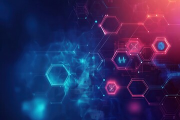Obraz premium Innovative digital design highlighting healthcare technology and data connections in a vibrant, modern style