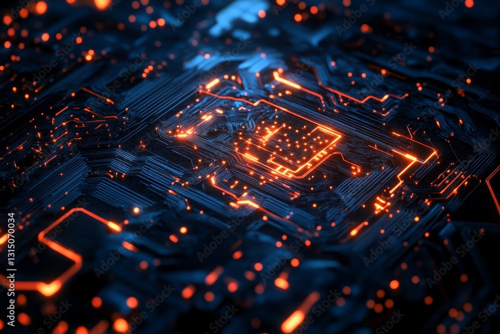 Poster discover a captivating abstract technology background featuring glowing circuitry that represents ar