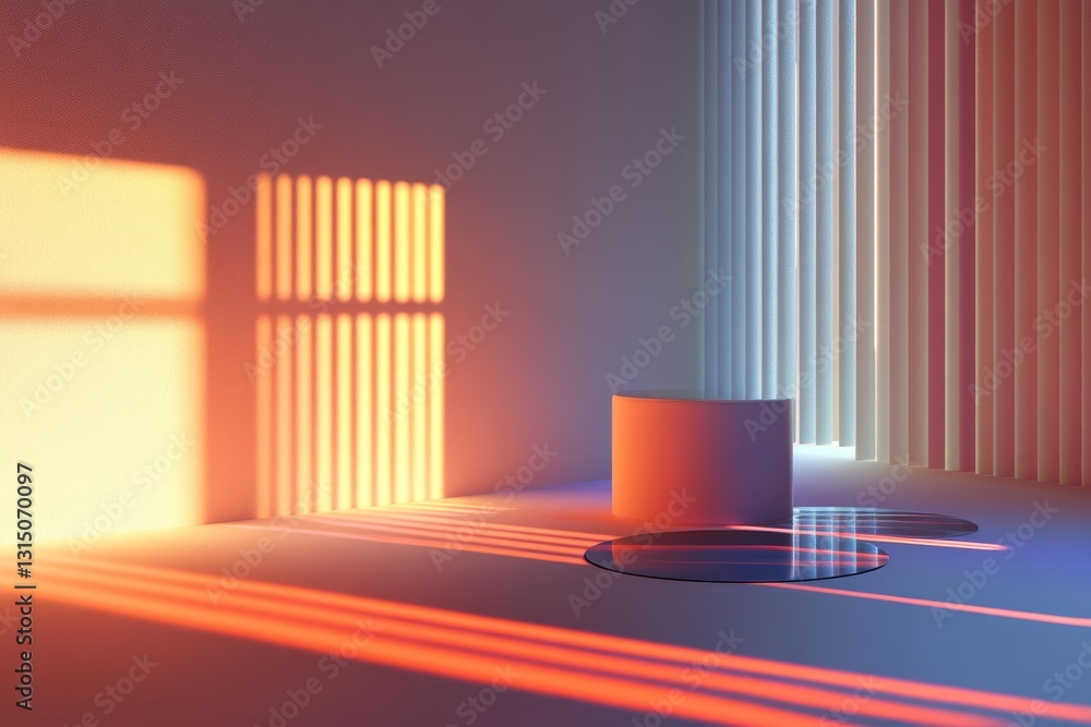 Poster a room with a white wall and a window. the window is letting in sunlight, creating a warm and inviti