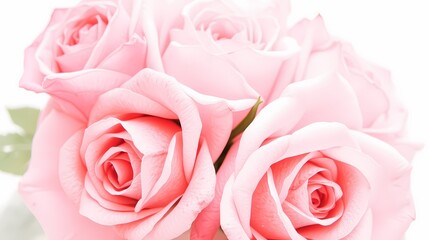 Rose Bouquet in Soft Focus: A close-up of a stunning bouquet of pastel pink roses, delicately captured in soft focus, evokes a sense of gentle elegance.