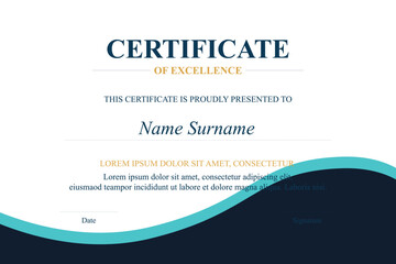 Teal-navy certificate of excellence design template