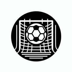  very simple flat and minimalist Soccer Goal Net silhouette in black on a white background