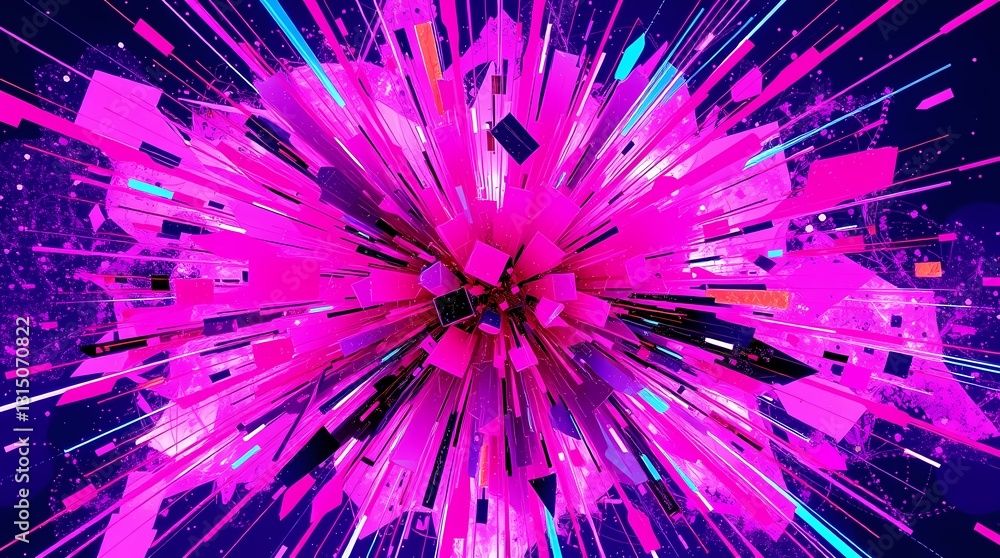 Aufkleber explosive burst: a dazzling display of vibrant energy, the image captures an explosion of abstract g
