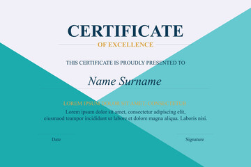 Teal-white certificate of excellence design template