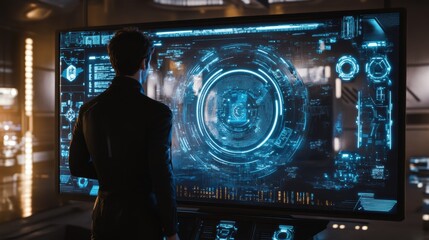 Fototapeta premium AI-powered Holographic Display Showcasing Futuristic.