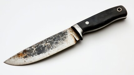 Fototapeta premium Rusty fixed blade knife on white background.