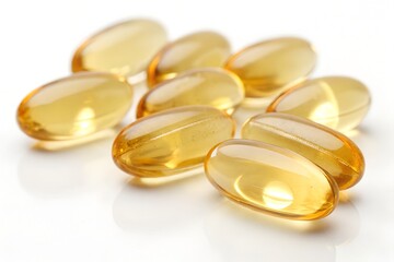 fish oil capsules isolated in white