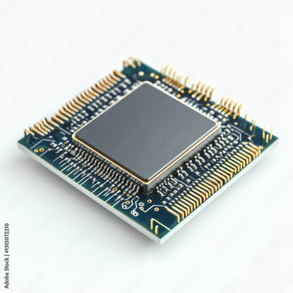 Poster this image captures a close-up view of a modern computer microprocessor, showcasing its intricate de