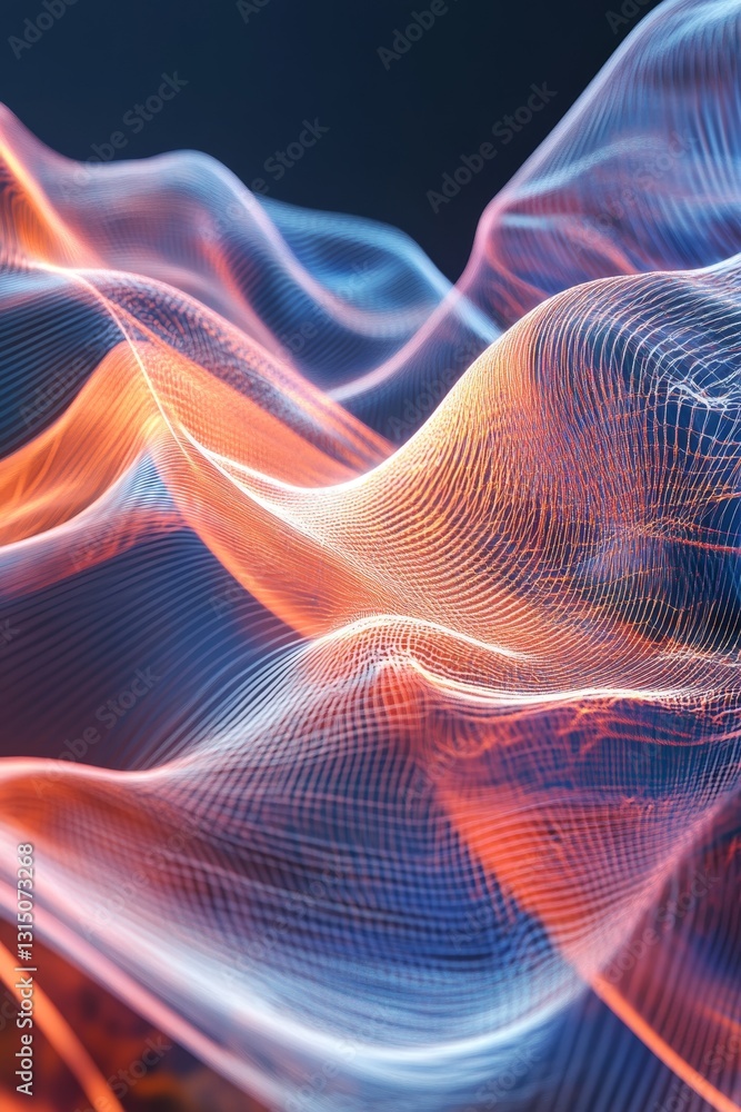 Poster Explore modern AI-generated waves that showcase sleek patterns and vibrant colors. Ideal for projects seeking a blend of technology and creativity.