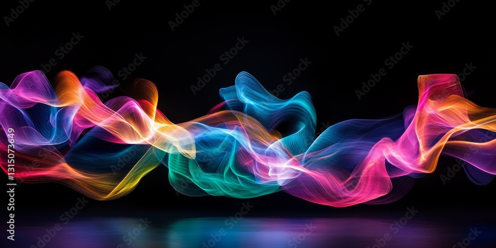 Poster a captivating display of colorful light swirls, creating an abstract artwork. this vibrant compositi