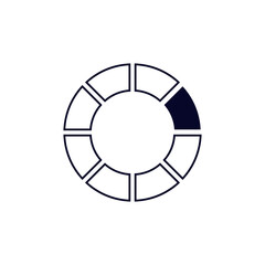 Naklejka premium A visually appealing pie chart featuring a black circle positioned in the center, all displayed on a bright white background