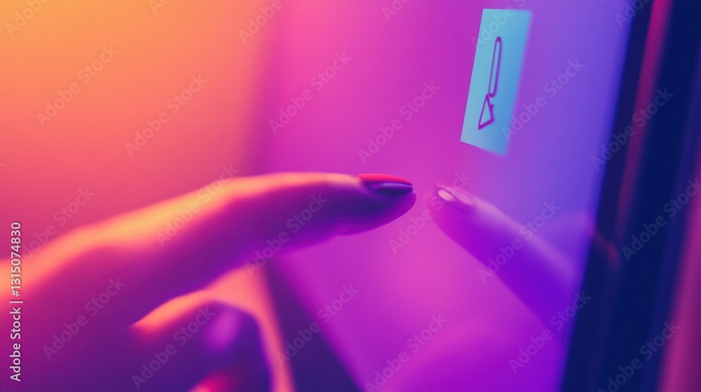Aufkleber Minimalistic cursor icon on a computer screen illustrating technology services with a soft gradient background and ample text space