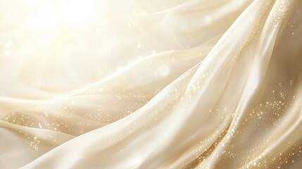 Flowing golden fabric abstract background digital art ethereal glow soft textures