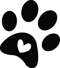 Dog paw print clip art design on plain white transparent isolated background for card, shirt, hoodie, sweatshirt, apparel, card, tag, mug, icon, poster or badge