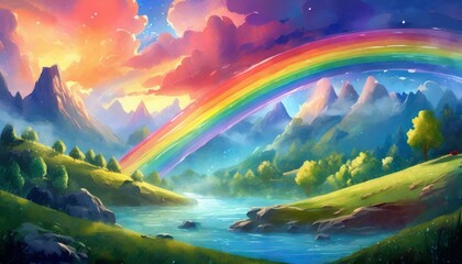 landscape with rainbow