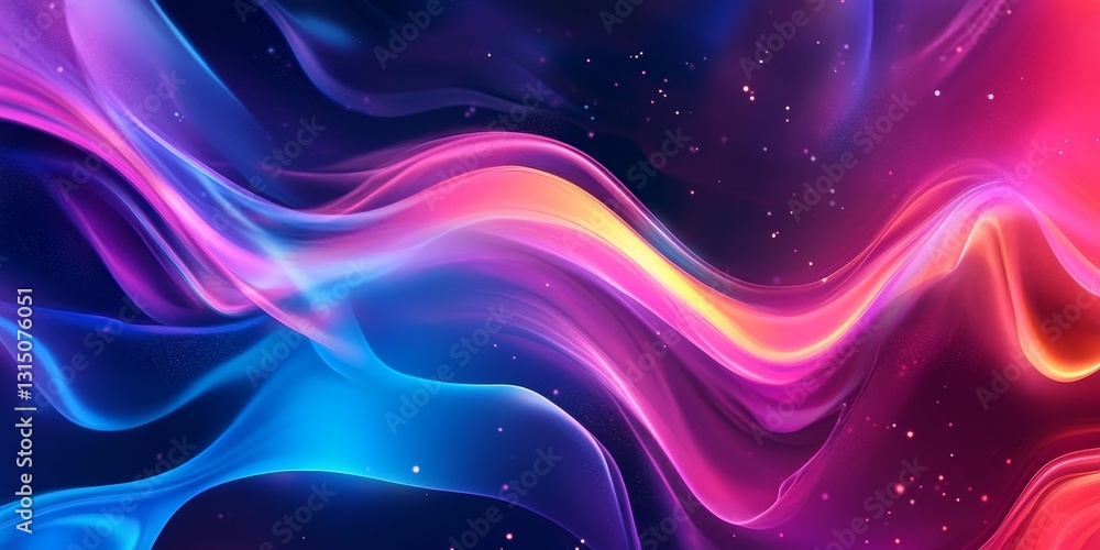 Poster this captivating image features colorful waves flowing gracefully across a dark background, creating