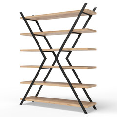 Loft style shelving unit made of metal and wooden shelves for accessories