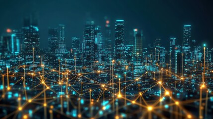 Fototapeta premium Artificial Intelligence-Powered Smart City with Data