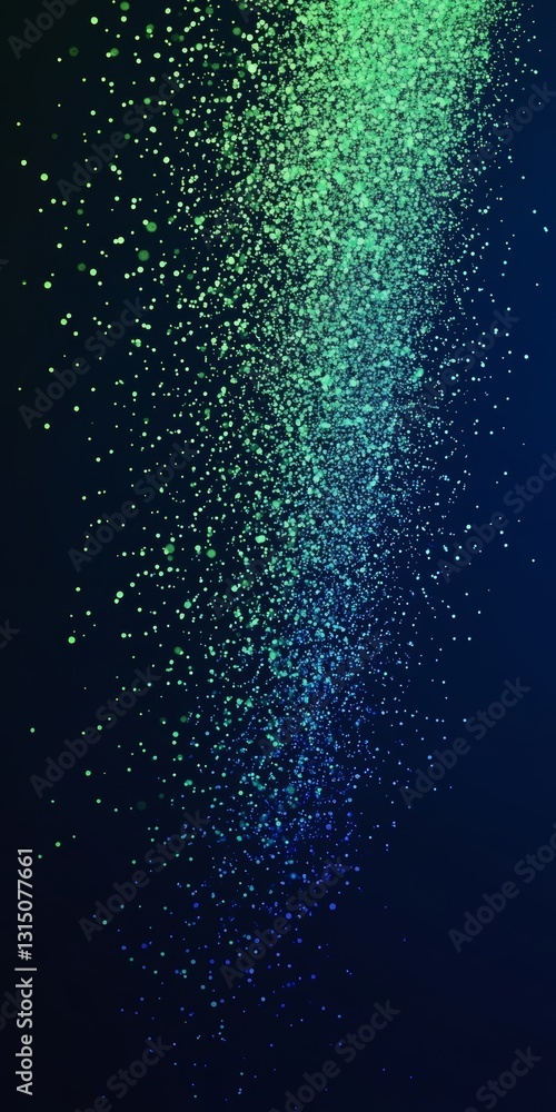 Poster a mesmerizing display of colorful particles cascading through a dark background, creating a stunning