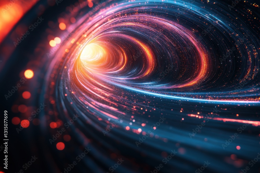 Aufkleber abstract glowing tunnel of light with dynamic blue and red energy streams futuristic technology conc