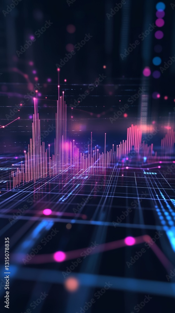 Poster this visually striking digital artwork showcases colorful data visualizations with dynamic lines and