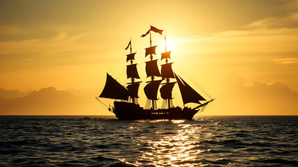 Fototapeta premium ship pirate silhouette