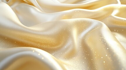 Close-up of elegant golden silk textiles in luxurious interior design setting