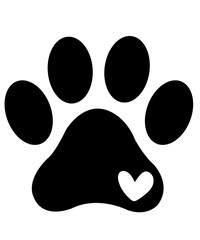 Dog paw print clip art design on plain white transparent isolated background for card, shirt, hoodie, sweatshirt, apparel, card, tag, mug, icon, poster or badge