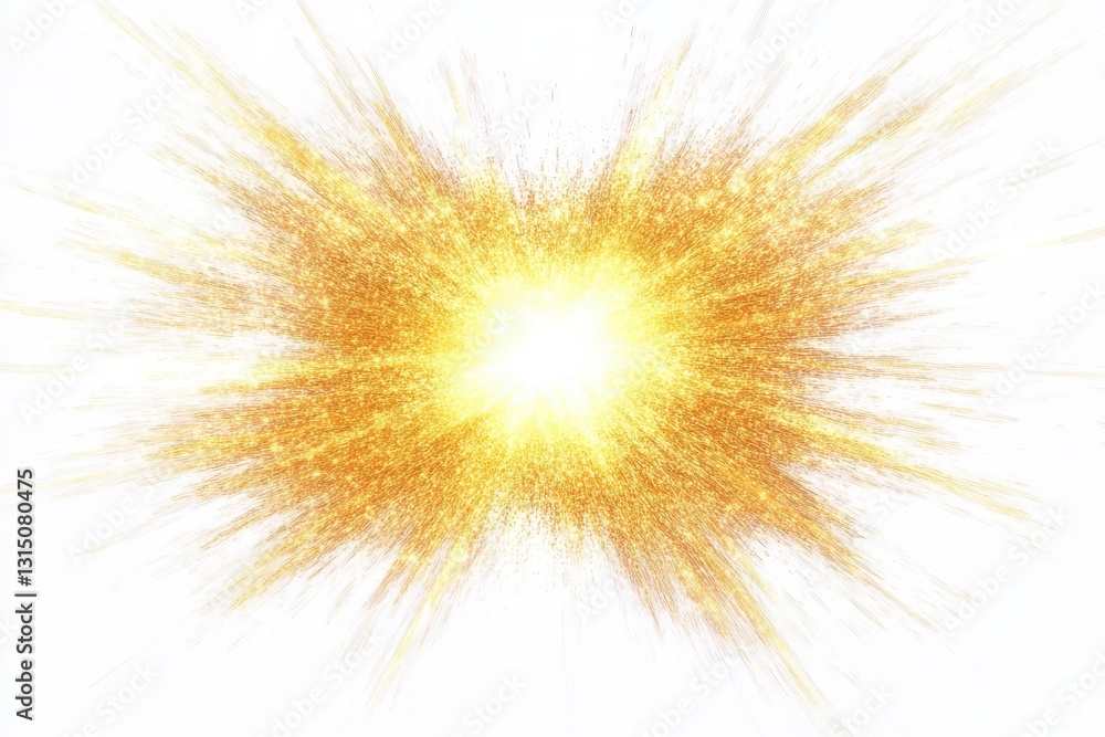 Poster a bright yellow burst of light emanating from a central point on a plain white background image view
