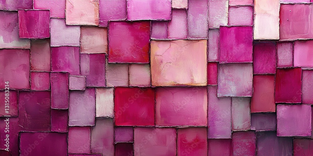 Poster vibrant layers of pinks create an abstract artwork in varying shades and textures in a modern settin