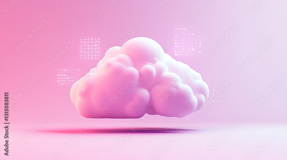 Aufkleber creative cloud computing concept with pink background and data visuals