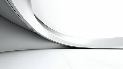 Abstract Minimalist White Architectural Space With Curved Walls And Floor Smooth Surfaces And Subtle Lighting